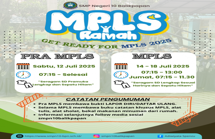 PENGUMUMAN PENTING DAN JADWAL PRA MPLS DAN MPLS