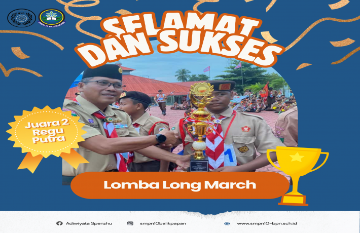 Tim Pramuka SMPN10 Juara 2 Lomba Long March